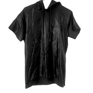 Criminal damage faux leather hooded shirt